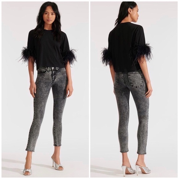 🎆 Veronica Beard Brooke Midrise Skinny Jeans Sz 26 27 2 4 black gray acid wash - Picture 1 of 11